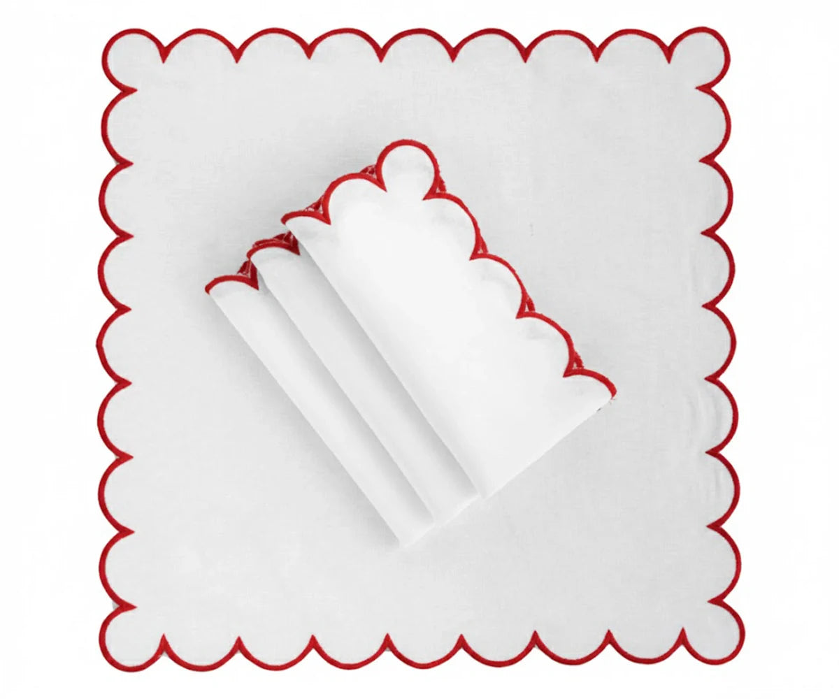 Red Scalloped Edge Napkins - LongWave