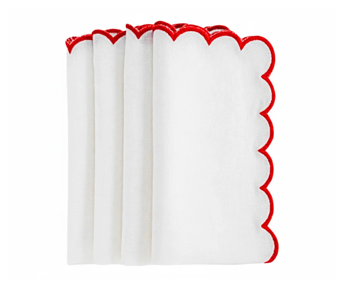 Scallop Edge Napkins  - Red