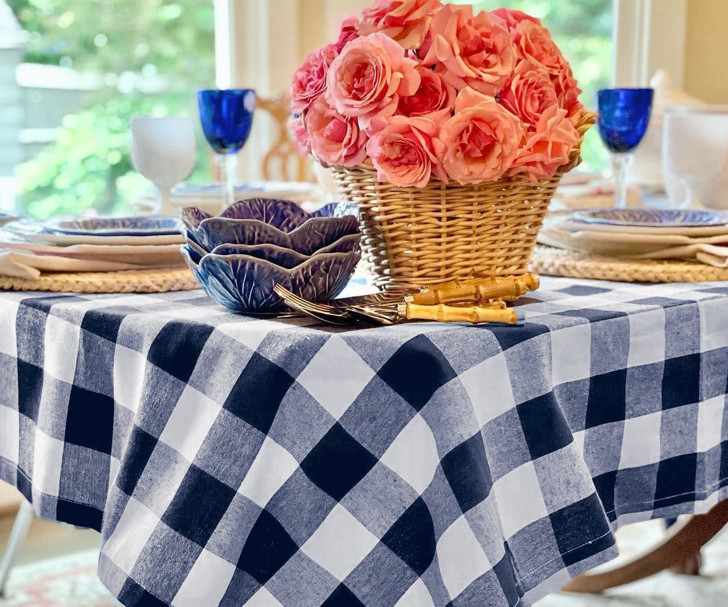 Navy Blue Round Tablecloth