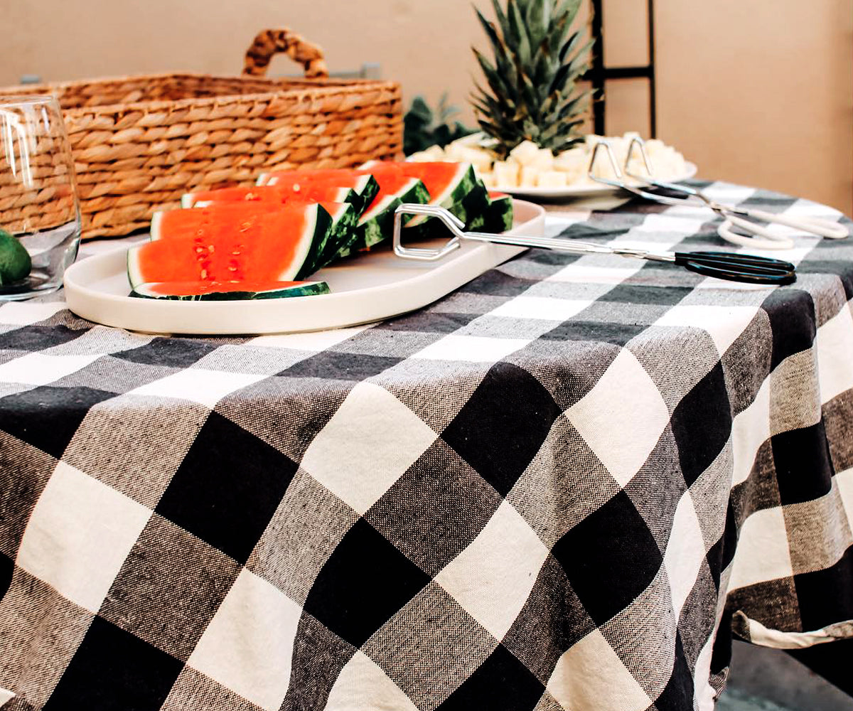 Black Round Tablecloth - Cotton Table Cover