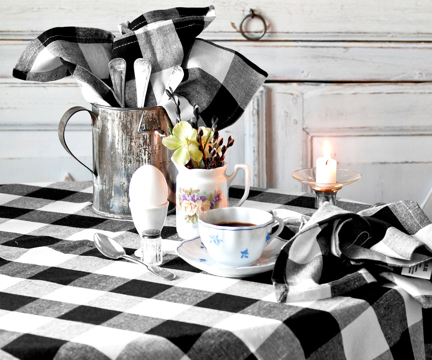 Black Round Tablecloth - Cotton Table Cover