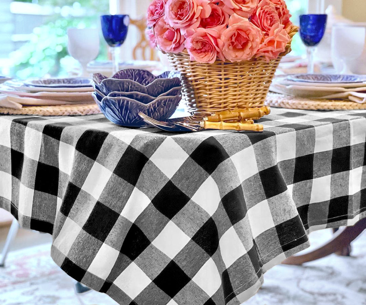 Black Round Tablecloth - Cotton Table Cover