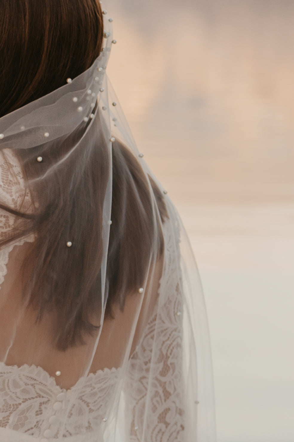 The Callie, Pearl Wedding Veil, Fingertip and Cathedral Length