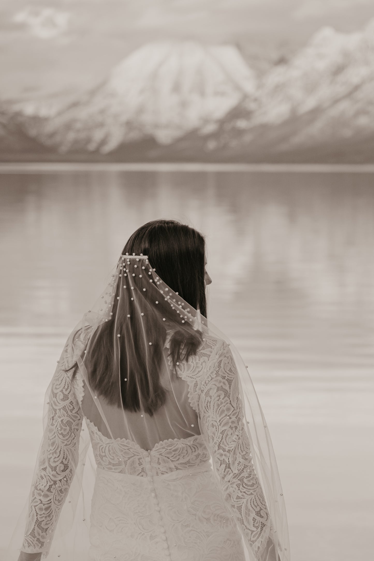 The Callie, Pearl Wedding Veil, Fingertip and Cathedral Length
