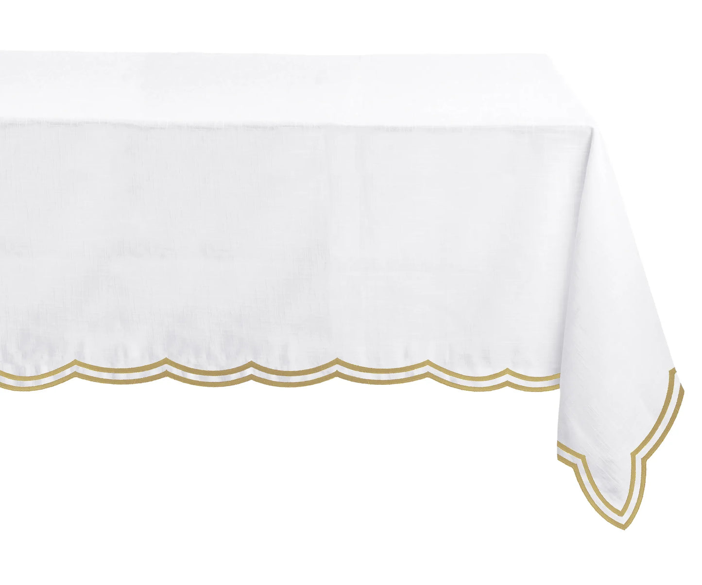 Beige Scalloped Tablecloth