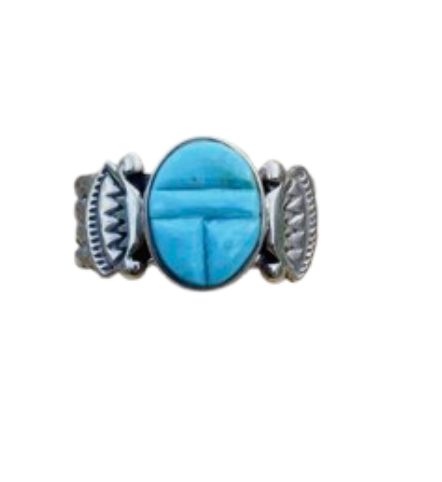 Handcrafted Sterling Silver & Turquoise Inlay Ring Size 6.25