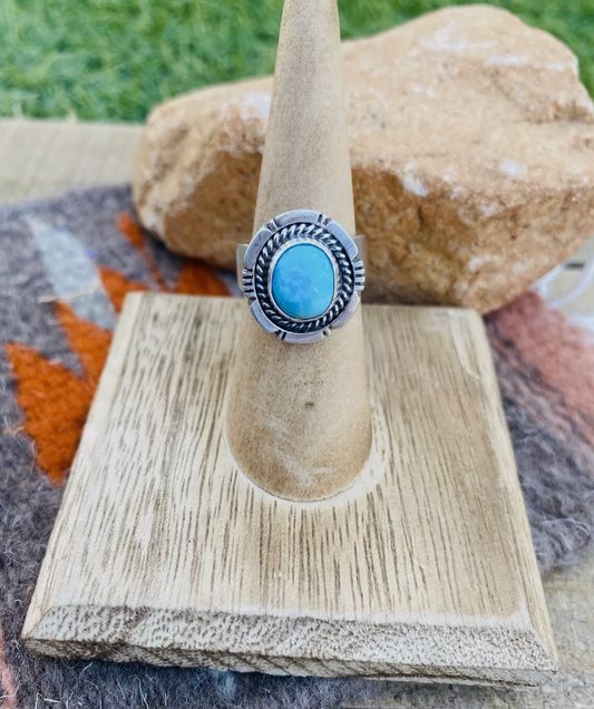 Handcrafted Turquoise & Sterling Silver Ring Size 5.5