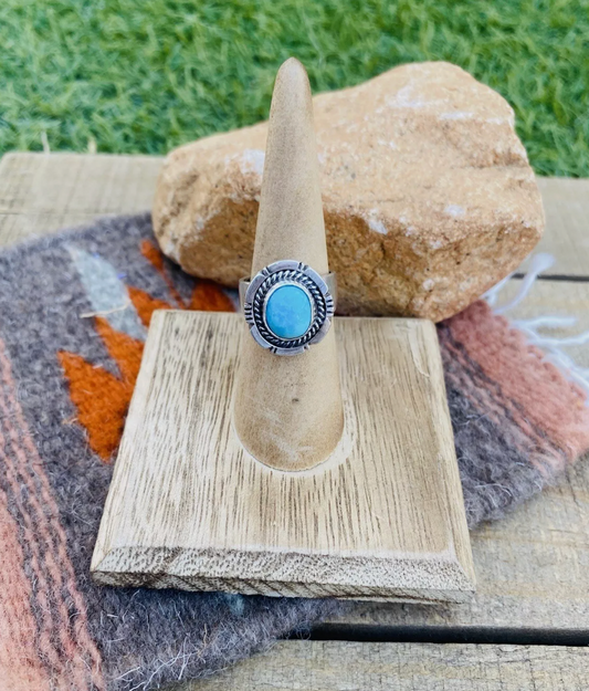 Handcrafted Turquoise & Sterling Silver Ring Size 5.5