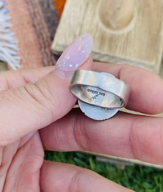 Handcrafted Turquoise & Sterling Silver Ring Size 5.5