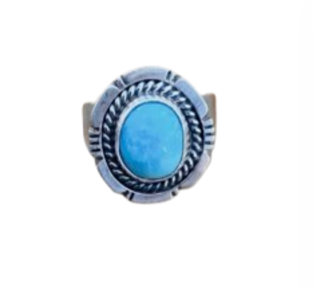Handcrafted Turquoise & Sterling Silver Ring Size 5.5