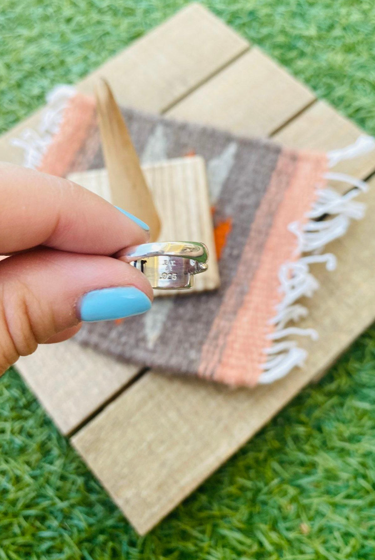 Handcrafted Sterling Silver & Turquoise Inlay Ring Size 5