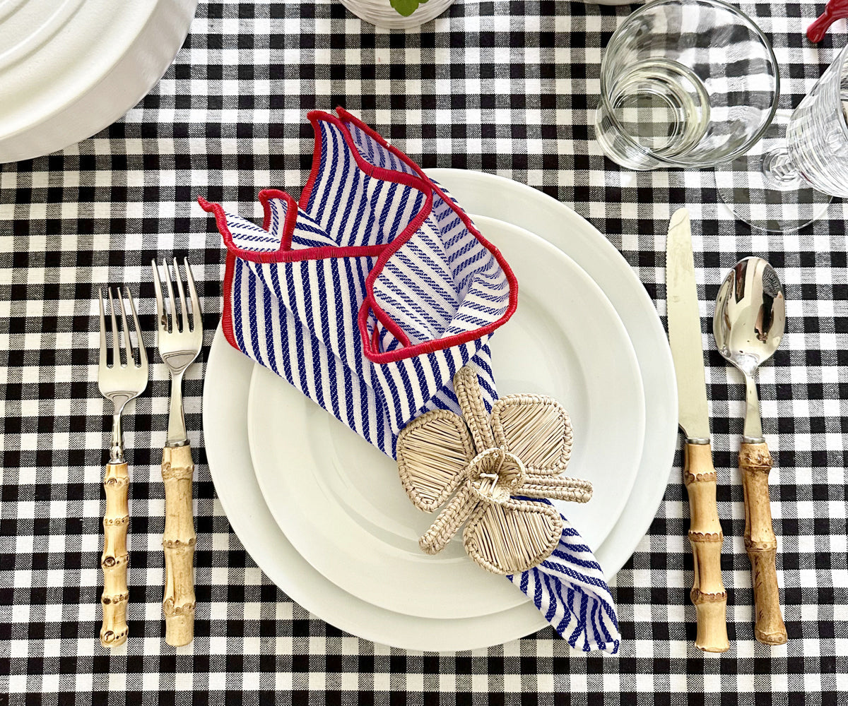 Striped Dinner Napkins with Borders