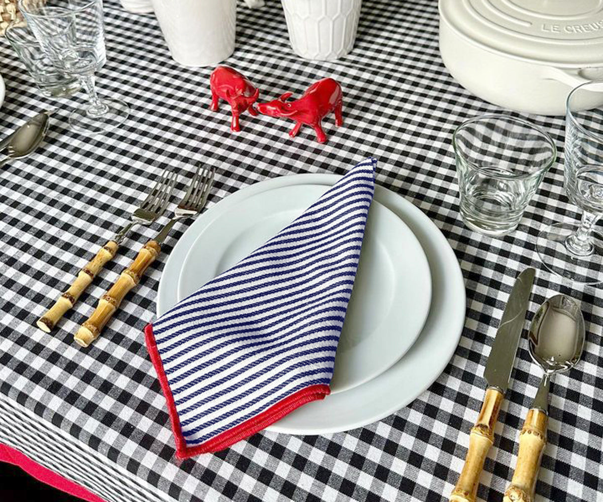 Striped Dinner Napkins with Borders