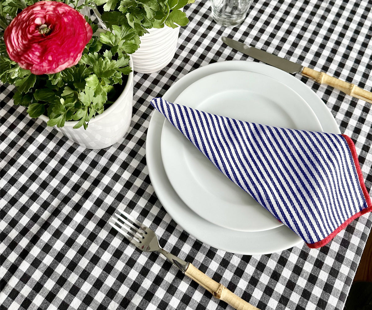 Striped Dinner Napkins with Borders