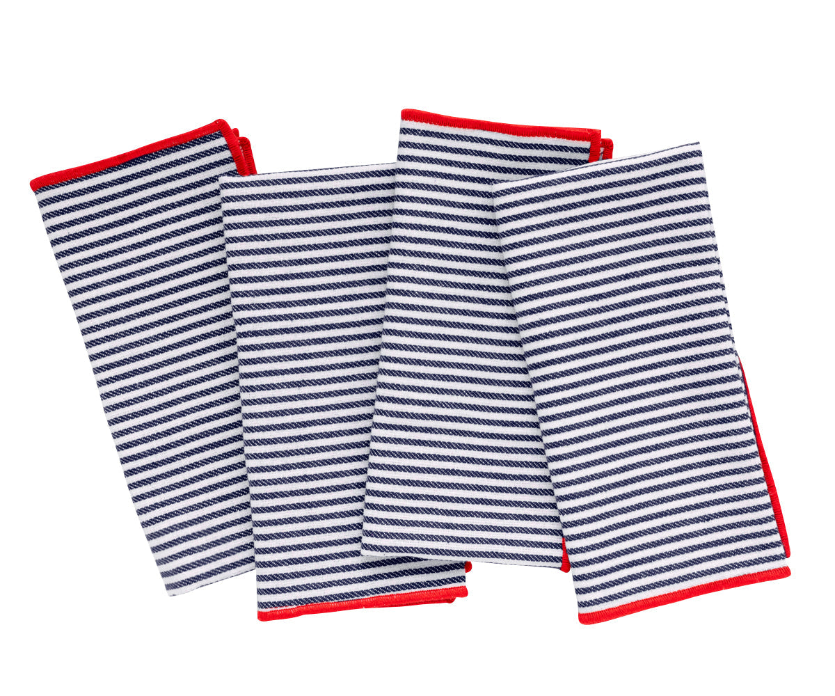 Striped Dinner Napkins with Borders