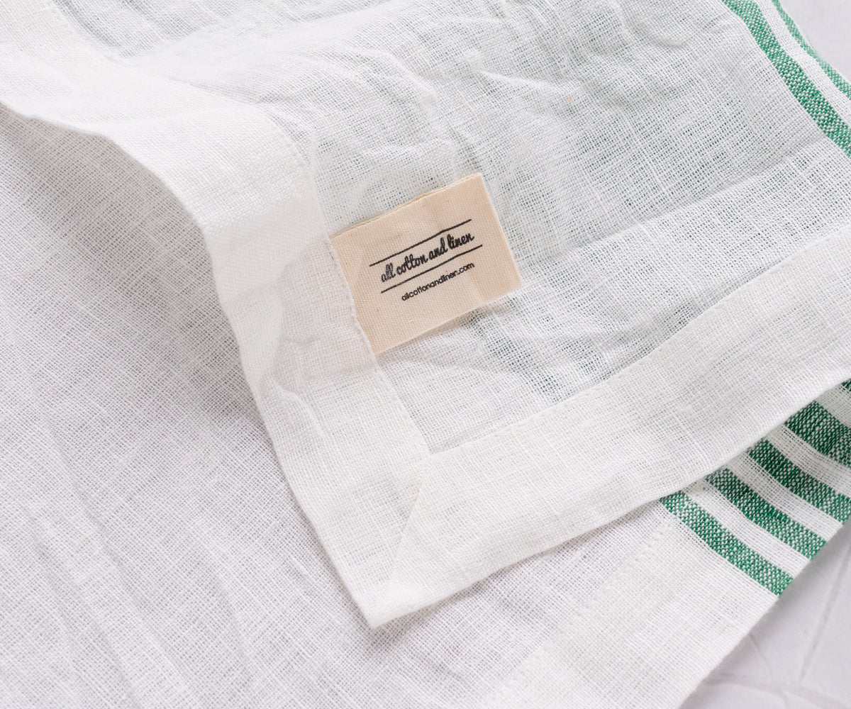 Green Striped Napkins Set of 4, 8 & More