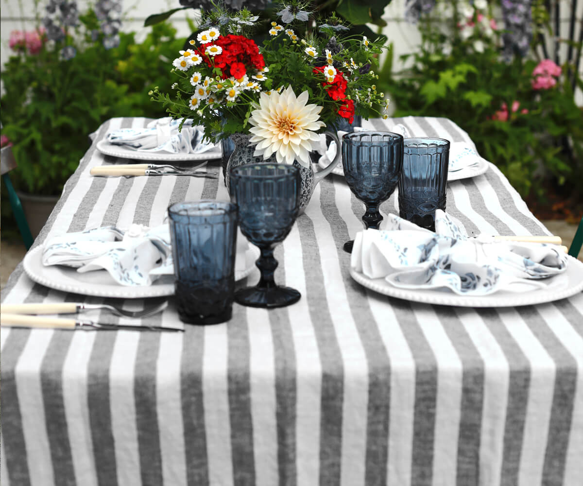 Linen Striped Tablecloth