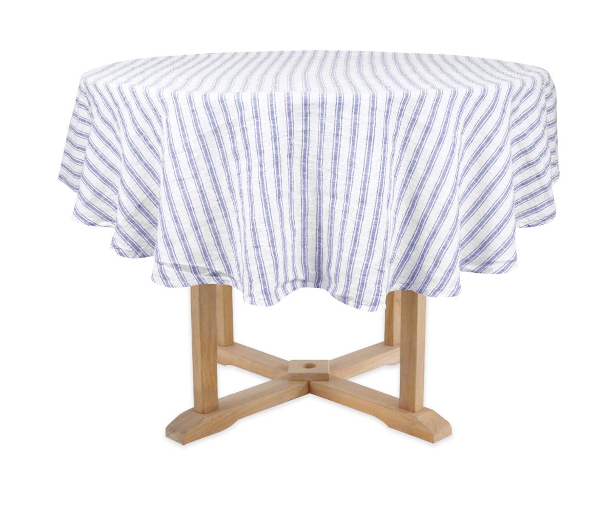 Homestead Stripe Linen Tablecloth -  Round Tablecloth 60 inch