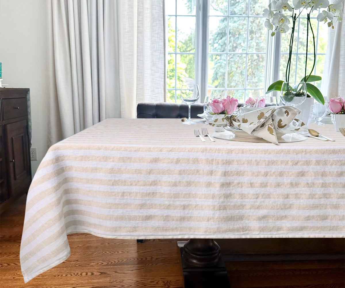 Linen Striped Tablecloth