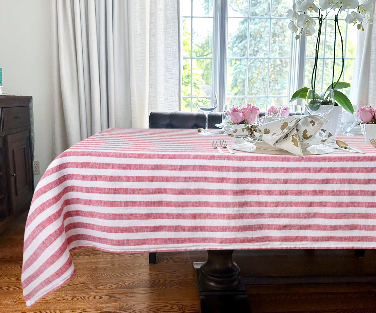 Linen Striped Tablecloth