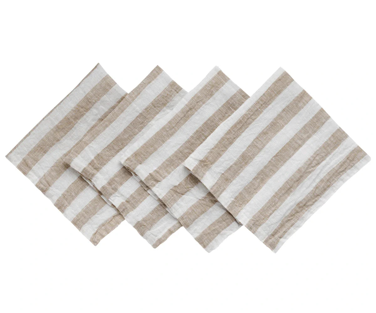 Tan Stripe Napkins - Beige Napkins
