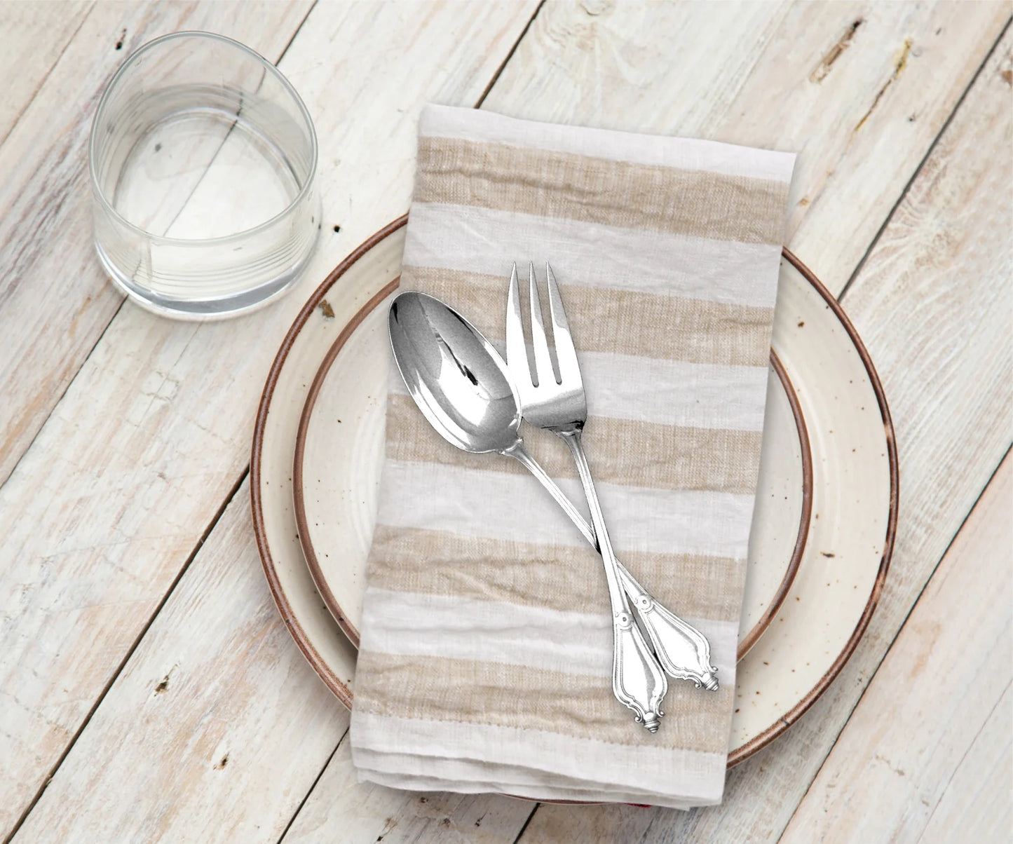 Tan Stripe Napkins - Beige Napkins