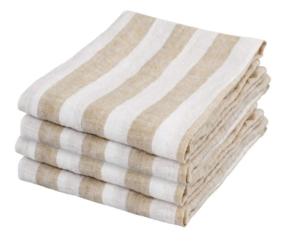 Tan Stripe Napkins - Beige Napkins