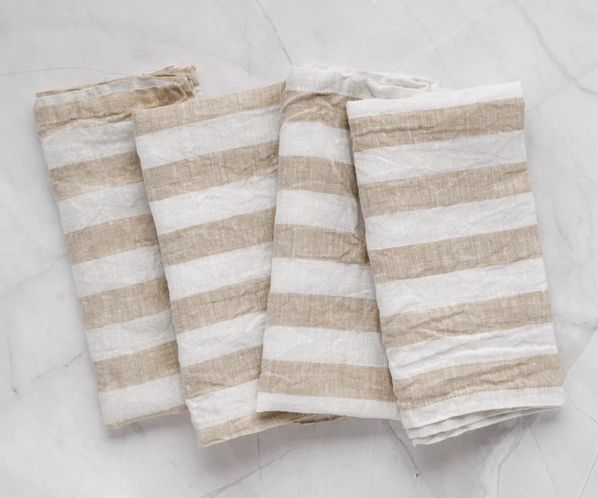 Tan Stripe Napkins - Beige Napkins