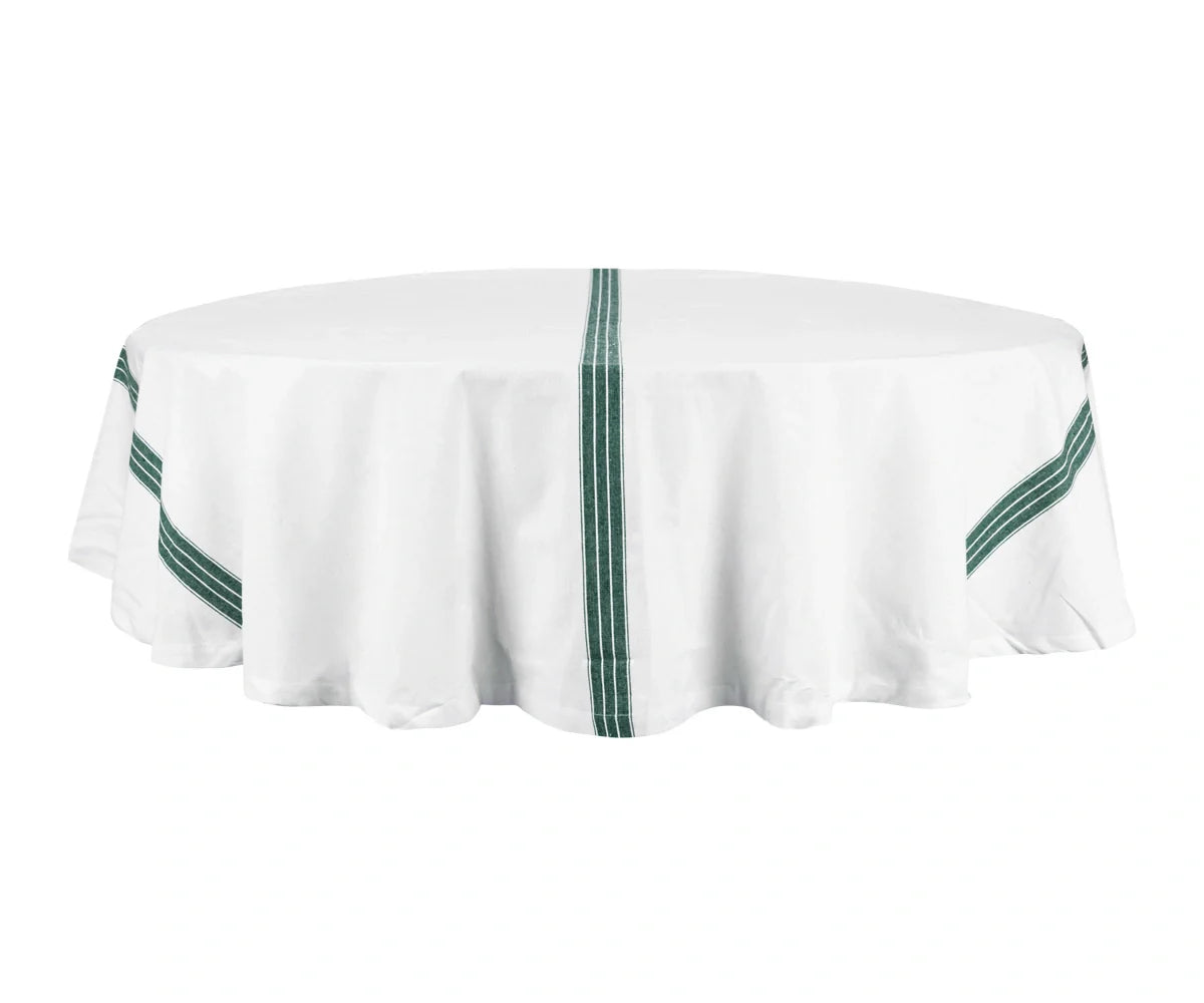 Green Striped Round Tablecloth