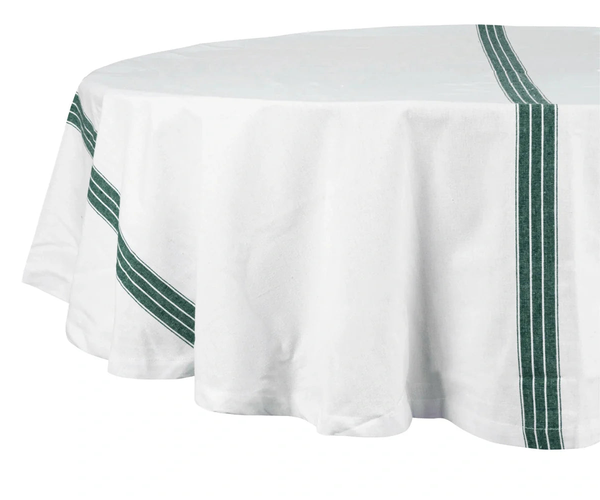 Round Tablecloth 63 inch - Striped Cotton Tablecloth