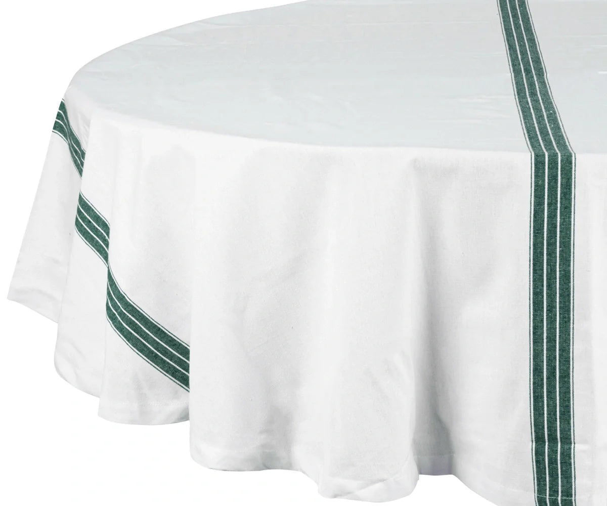 Round Tablecloth 63 inch - Striped Cotton Tablecloth