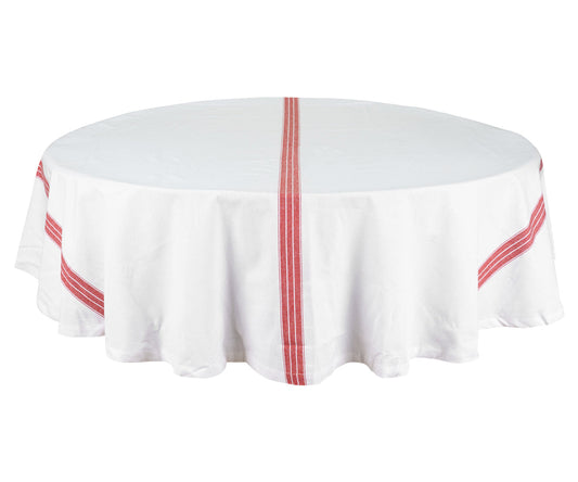 Round Tablecloth 63 inch - Striped Cotton Tablecloth