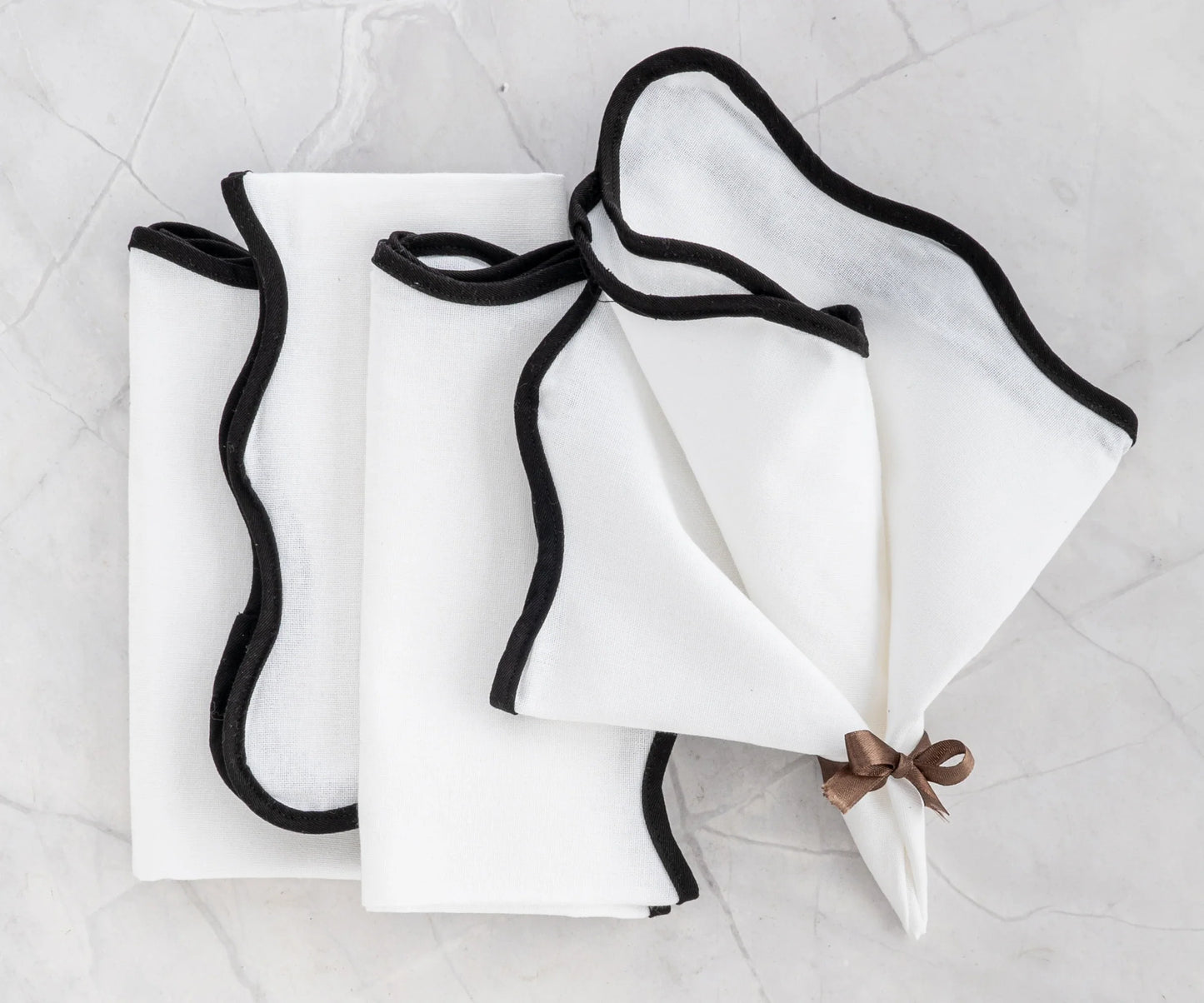Beige Scallop Napkins - Embroidered Napkins