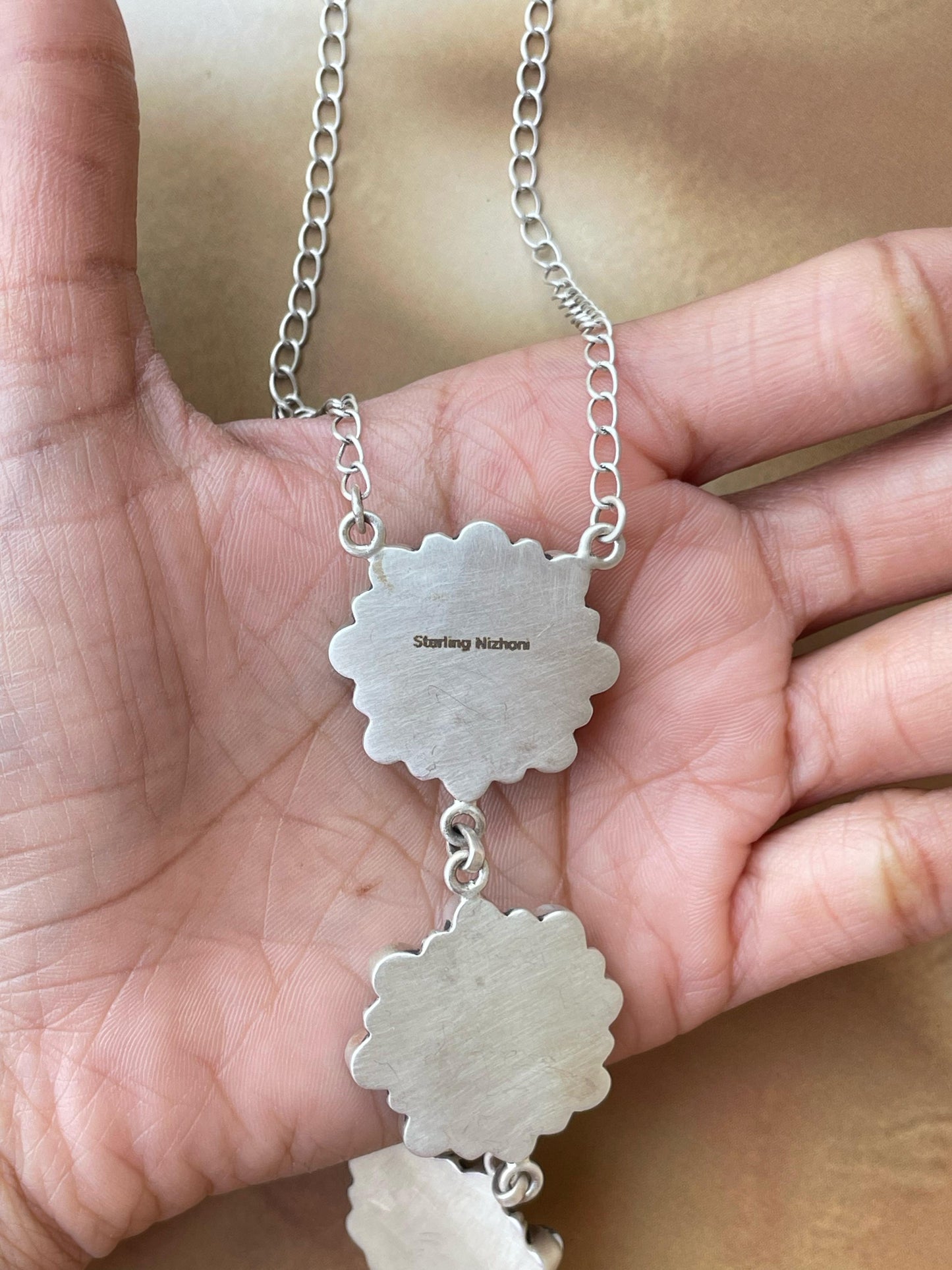 Handmade Sterling Silver Necklace Options- White buffalo, Cotton candy, Mojave, Dahlia rose, Lapis - Signed Nizhoni