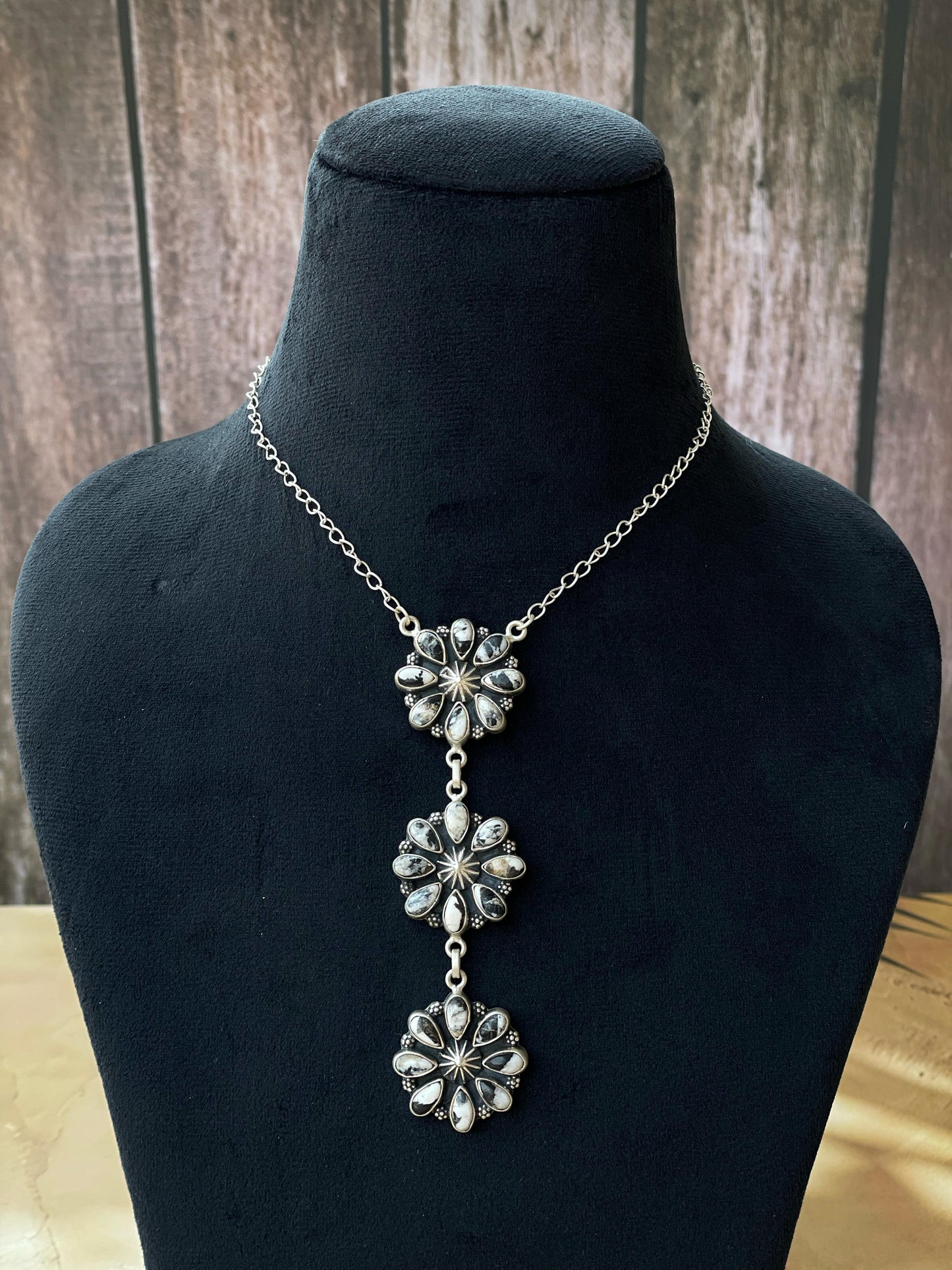 Handmade Sterling Silver Necklace Options- White buffalo, Cotton candy, Mojave, Dahlia rose, Lapis - Signed Nizhoni