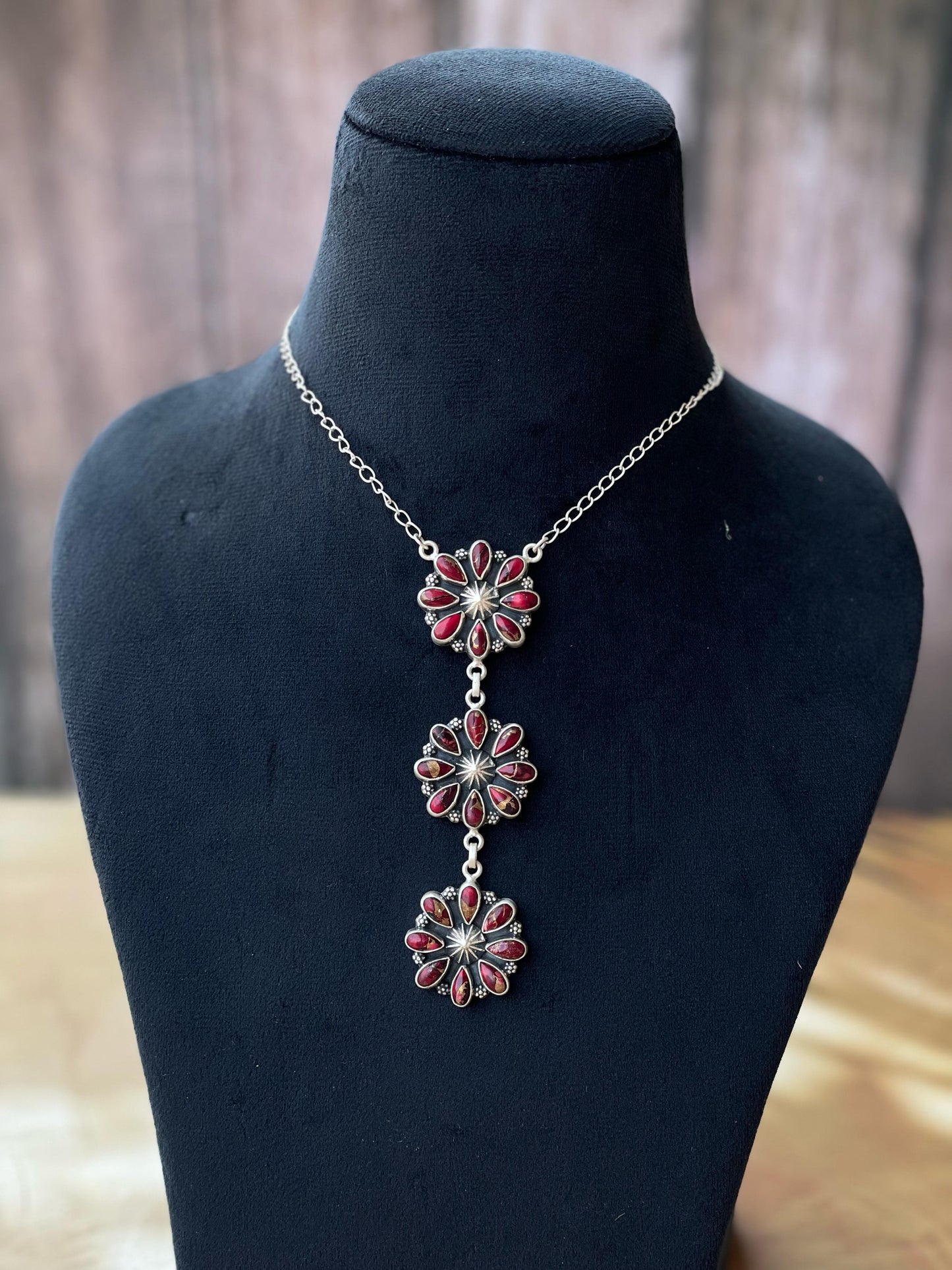 Handmade Sterling Silver Necklace Options- White buffalo, Cotton candy, Mojave, Dahlia rose, Lapis - Signed Nizhoni