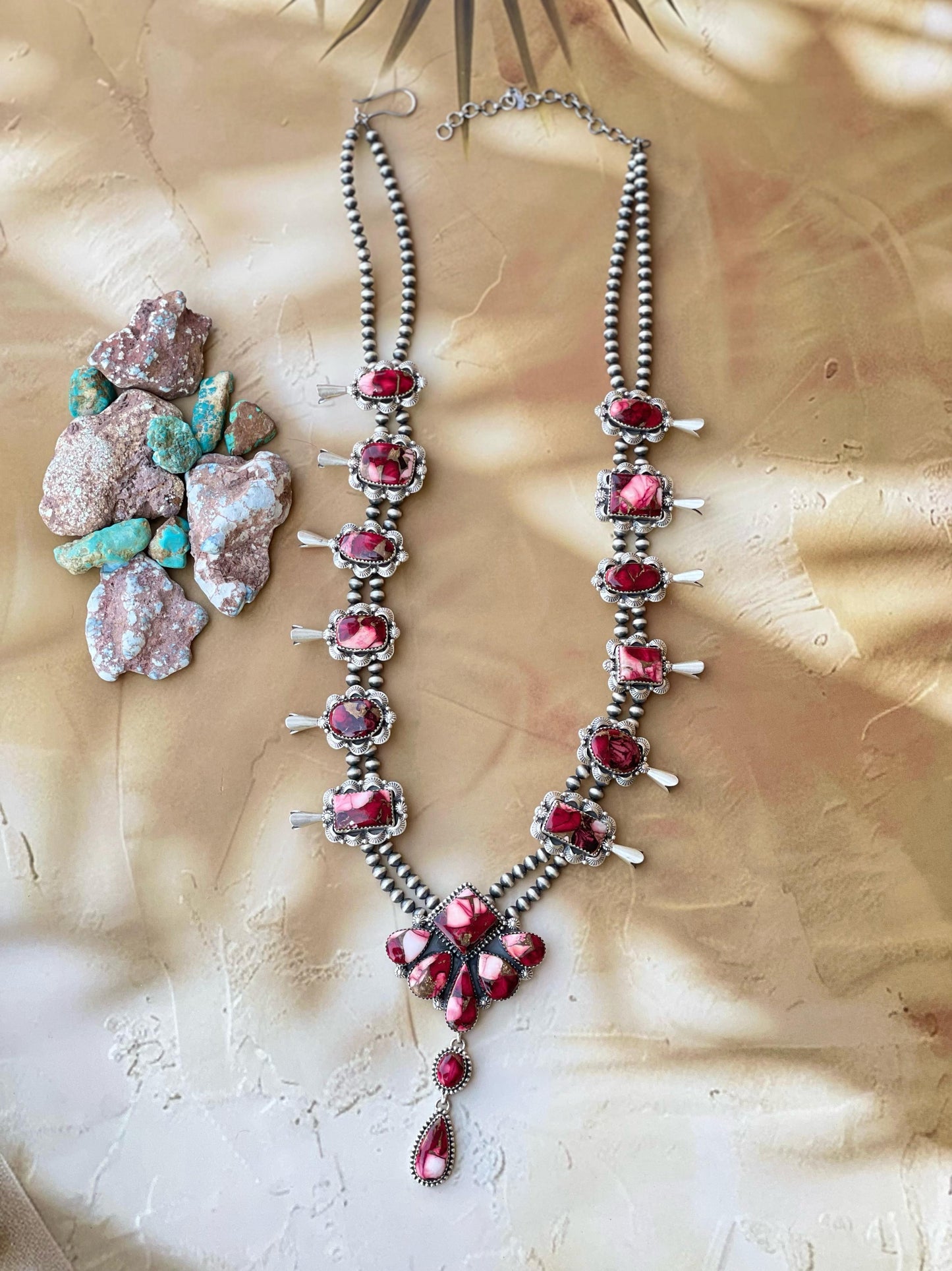 Handmade Sterling Silver Dahlia Rose Cluster Necklace Signed Nizhoni