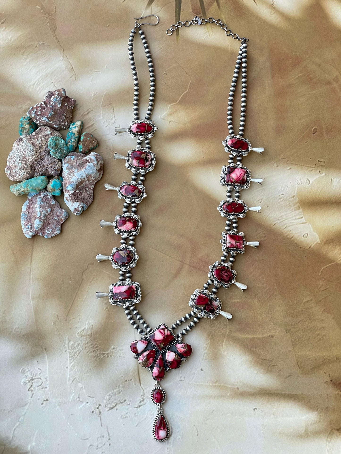 Handmade Sterling Silver Dahlia Rose Cluster Necklace Signed Nizhoni