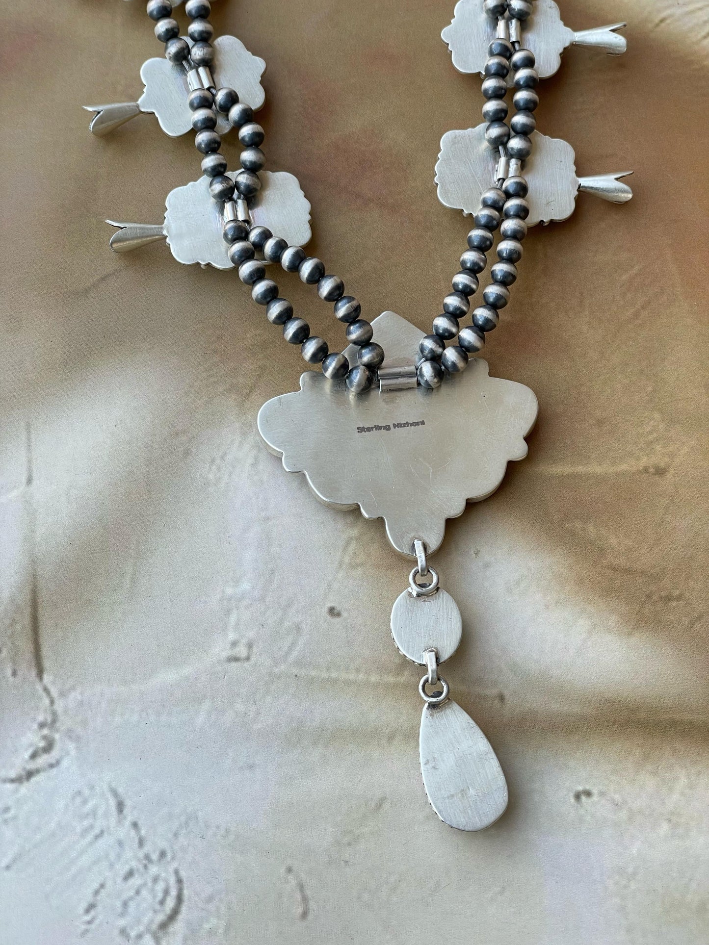 Handmade Sterling Silver Dahlia Rose Cluster Necklace Signed Nizhoni