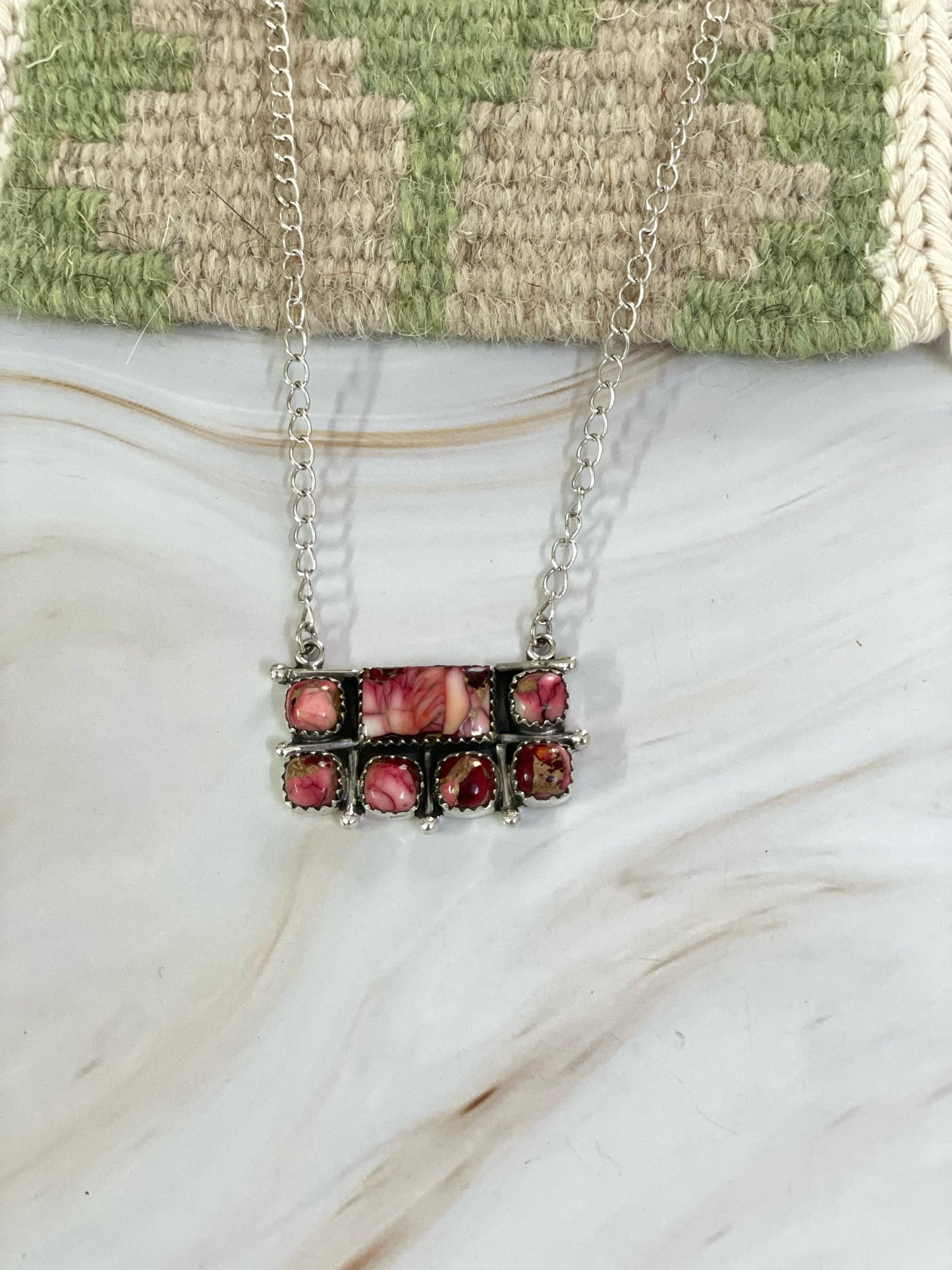 Handmade Sterling Silver Rose Dahlia Necklace, Signed Nizhoni