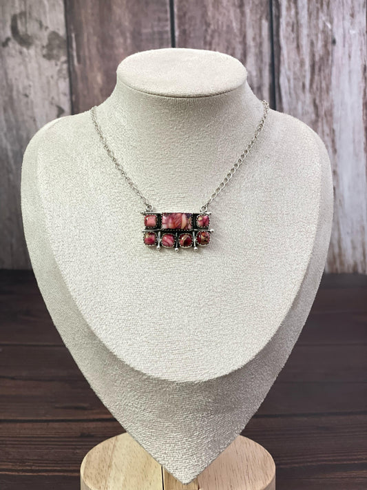 Handmade Sterling Silver Rose Dahlia Necklace, Signed Nizhoni