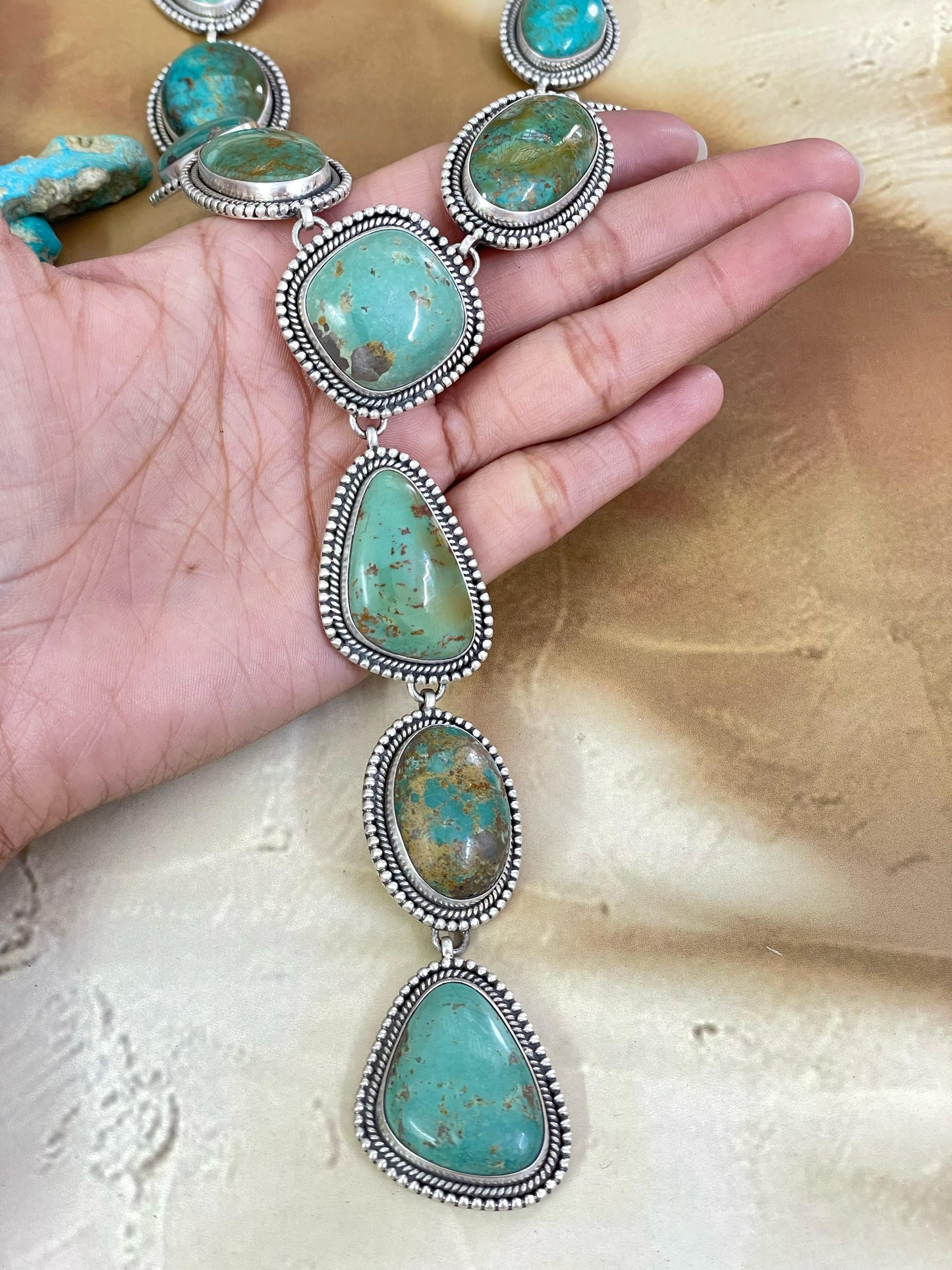 Handmade Sterling Silver Royston Turquoise Necklace, Signed Nizhoni