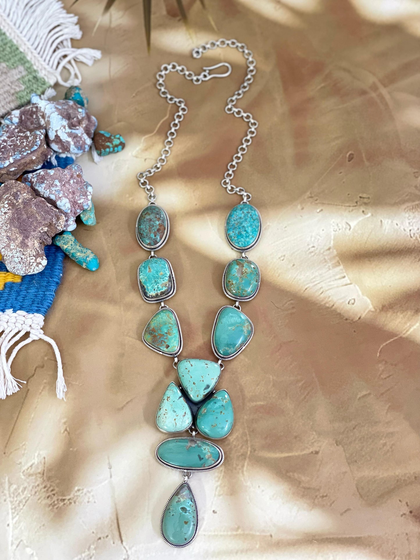 Handmade Sterling Silver Royston Turquoise Necklace, Signed Nizhoni