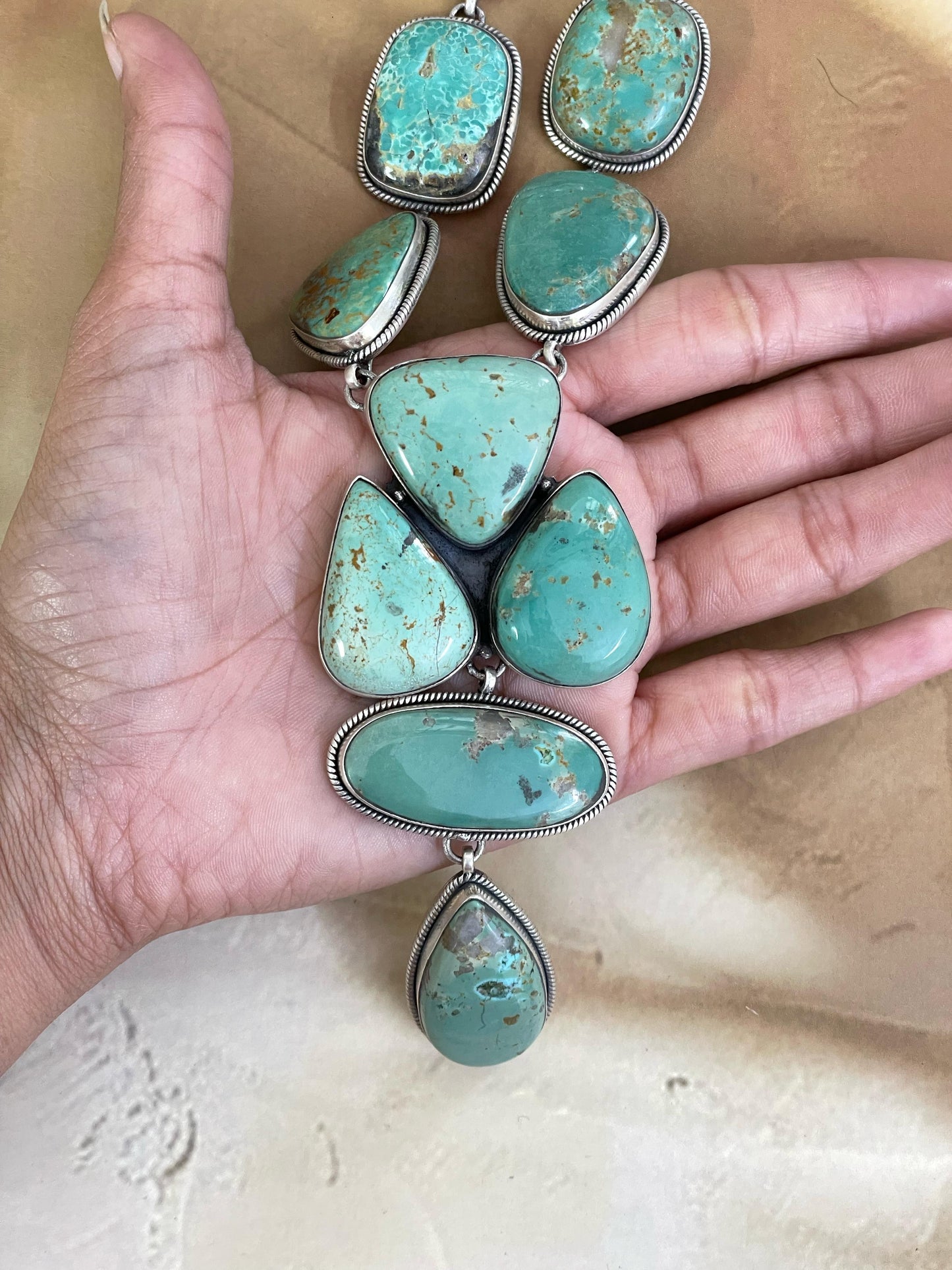 Handmade Sterling Silver Royston Turquoise Necklace, Signed Nizhoni