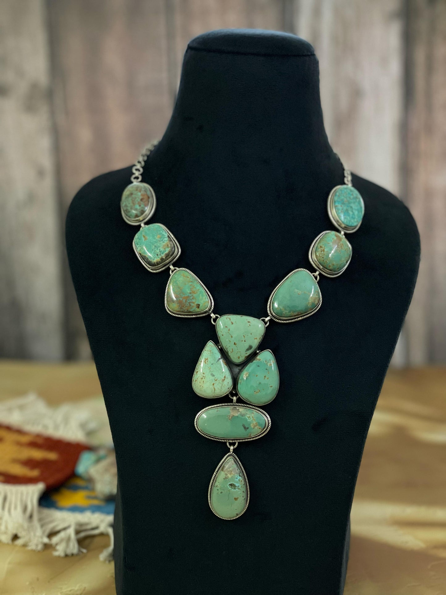 Handmade Sterling Silver Royston Turquoise Necklace, Signed Nizhoni