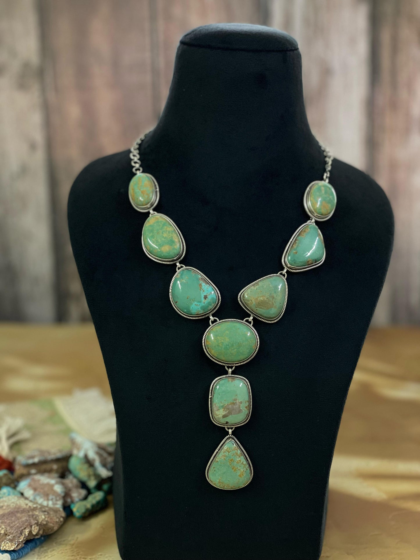 Handmade Sterling Silver Royston Turquoise Necklace, Signed Nizhoni