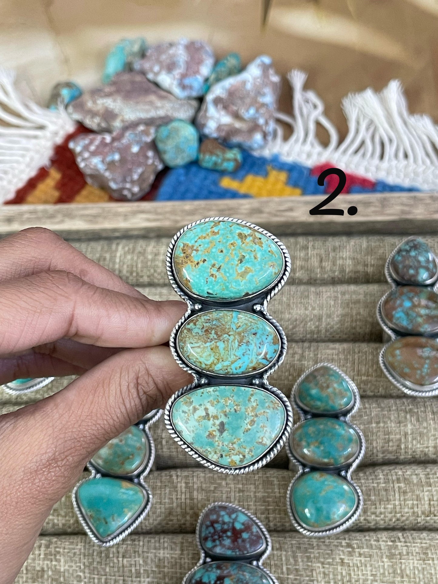 Handmade Sterling Silver Royston Turquoise Adjustable Ring, Signed Nizhoni