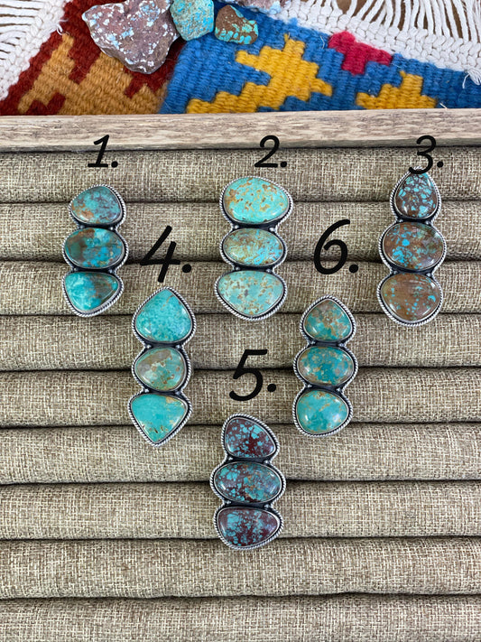 Handmade Sterling Silver Royston Turquoise Adjustable Ring, Signed Nizhoni