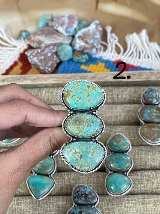 Handmade Sterling Silver Royston Turquoise Adjustable Ring, Signed Nizhoni