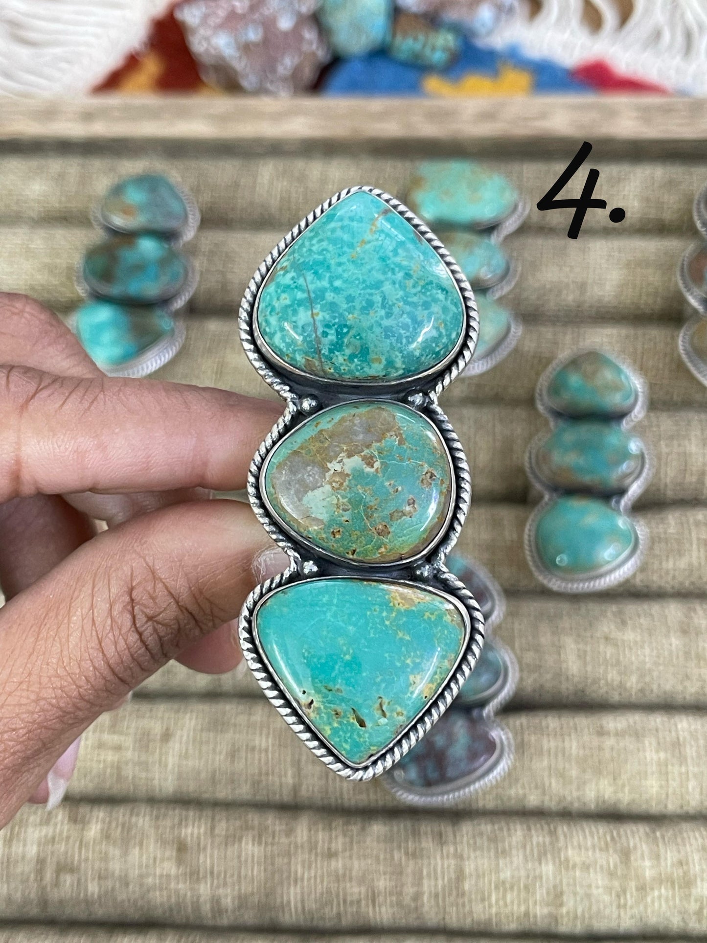 Handmade Sterling Silver Royston Turquoise Adjustable Ring, Signed Nizhoni